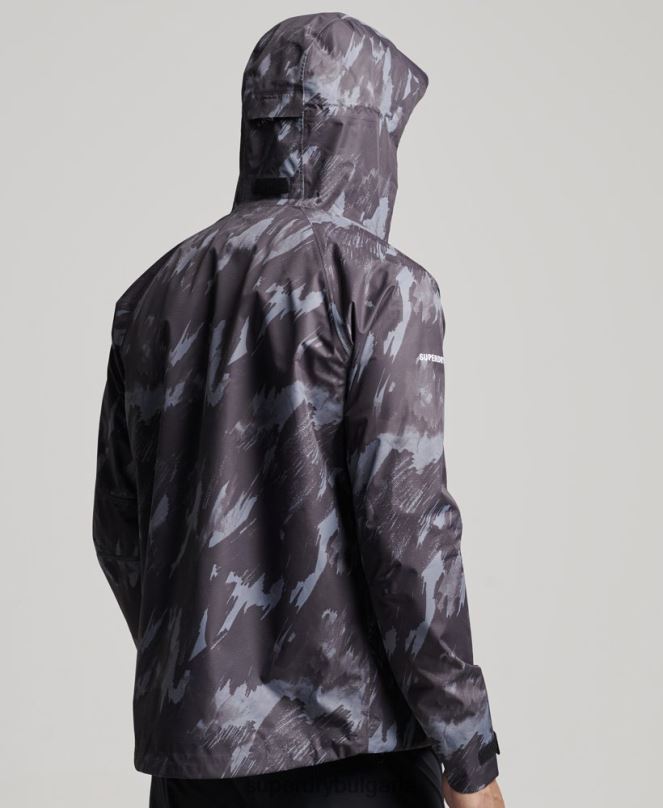 Superdry облекло N00H1026 тъмно сив мъже водоустойчиво яке