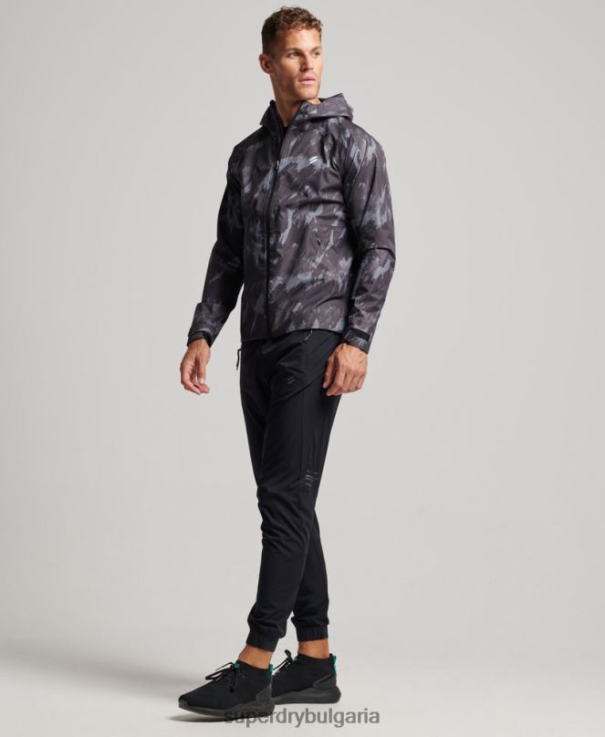 Superdry облекло N00H1026 тъмно сив мъже водоустойчиво яке