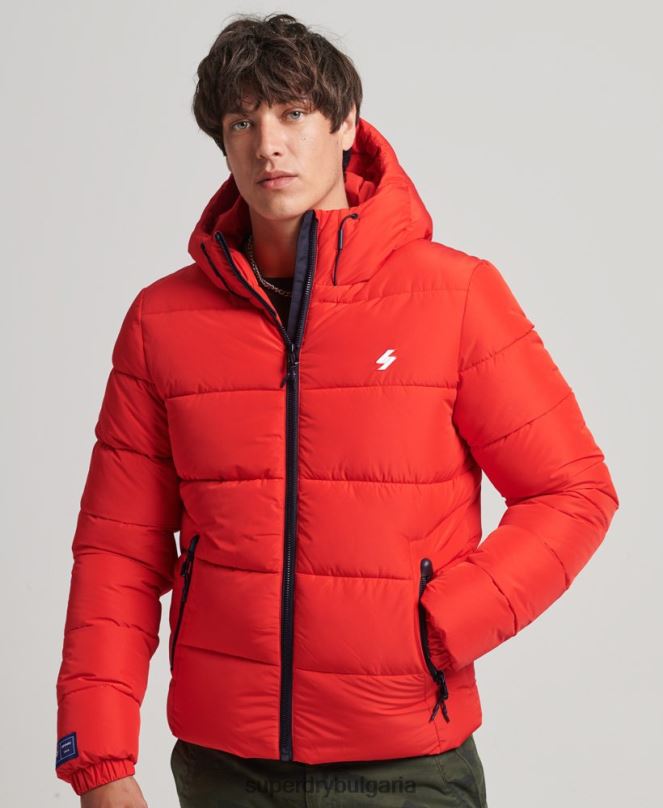 Superdry облекло N00H1031 червен мъже спортно пухено яке с качулка