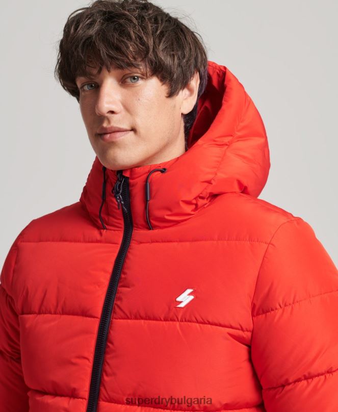 Superdry облекло N00H1031 червен мъже спортно пухено яке с качулка