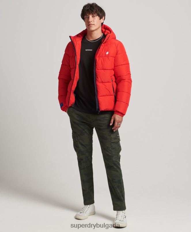 Superdry облекло N00H1031 червен мъже спортно пухено яке с качулка