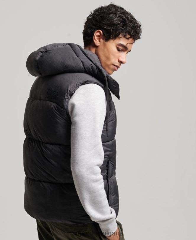 Superdry облекло N00H1032 черен мъже жилетка с кратка подплата