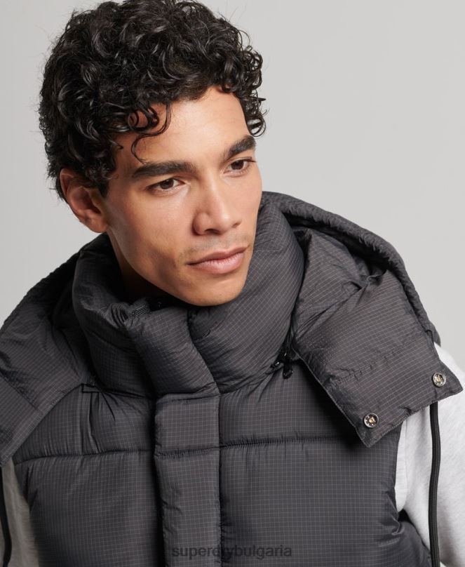 Superdry облекло N00H1032 черен мъже жилетка с кратка подплата