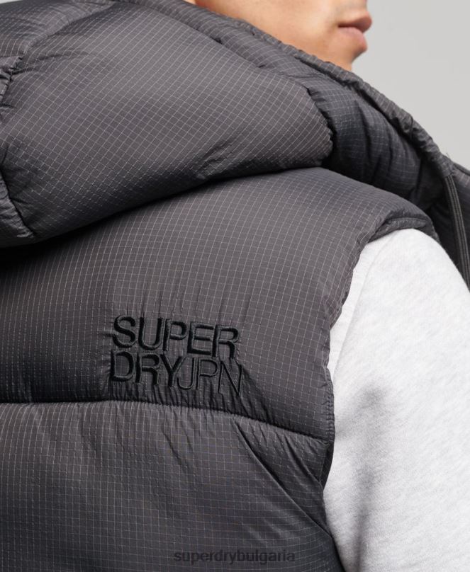 Superdry облекло N00H1032 черен мъже жилетка с кратка подплата