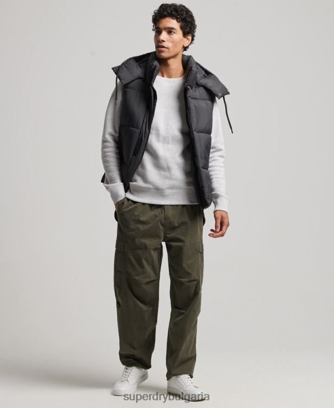 Superdry облекло N00H1032 черен мъже жилетка с кратка подплата