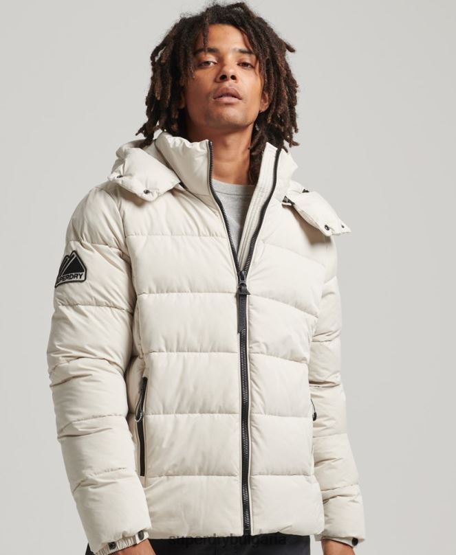 Superdry облекло N00H1033 бежово мъже микрофибърно планинско пухено яке
