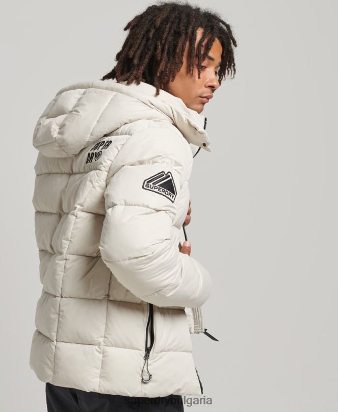 Superdry облекло N00H1033 бежово мъже микрофибърно планинско пухено яке