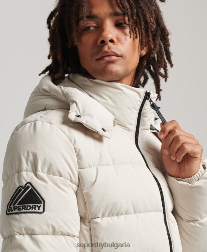 Superdry облекло N00H1033 бежово мъже микрофибърно планинско пухено яке