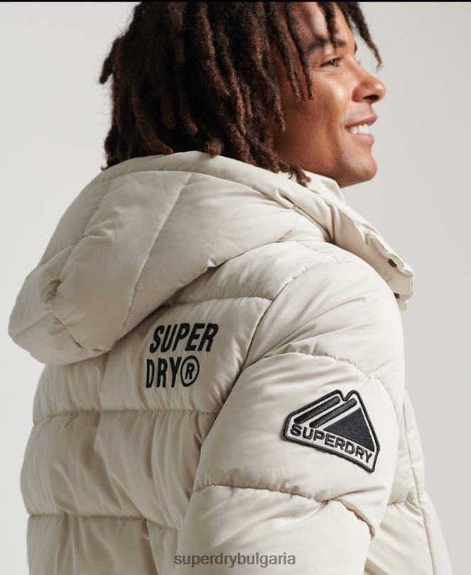 Superdry облекло N00H1033 бежово мъже микрофибърно планинско пухено яке