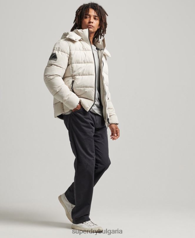 Superdry облекло N00H1033 бежово мъже микрофибърно планинско пухено яке