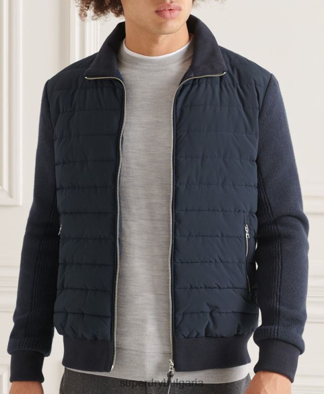 Superdry облекло N00H1034 военноморски флот мъже studios подплатено трикотажно яке