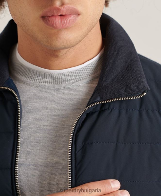 Superdry облекло N00H1034 военноморски флот мъже studios подплатено трикотажно яке
