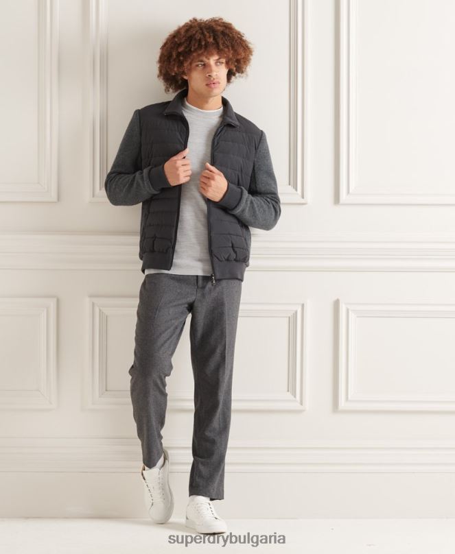 Superdry облекло N00H1039 тъмно сив мъже studios подплатено трикотажно яке