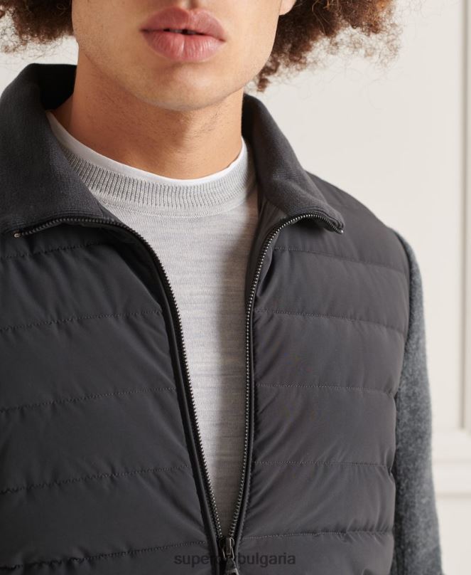 Superdry облекло N00H1039 тъмно сив мъже studios подплатено трикотажно яке