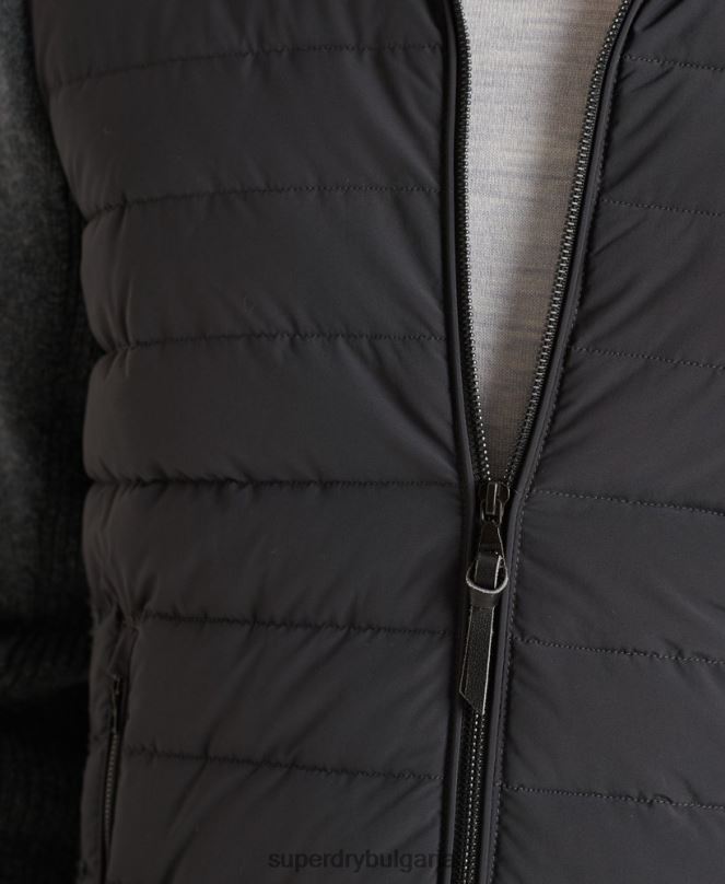 Superdry облекло N00H1039 тъмно сив мъже studios подплатено трикотажно яке