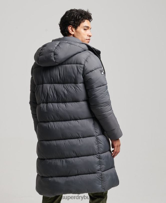 Superdry облекло N00H1042 сиво мъже пухено яке с парагади ripstop