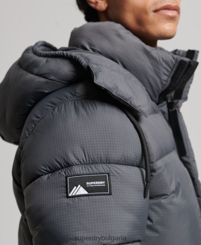 Superdry облекло N00H1042 сиво мъже пухено яке с парагади ripstop
