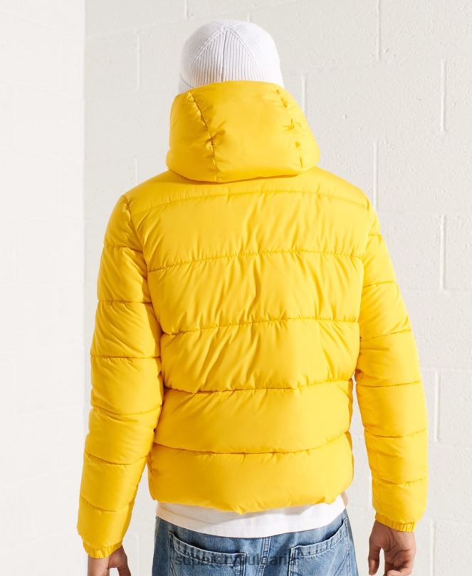 Superdry облекло N00H1047 жълто мъже спортно пухено яке с качулка