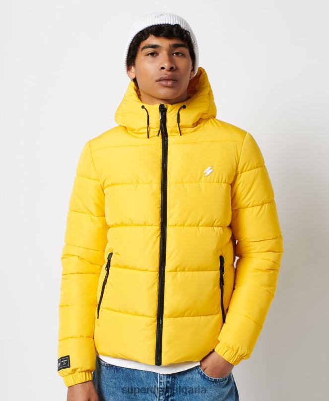 Superdry облекло N00H1047 жълто мъже спортно пухено яке с качулка