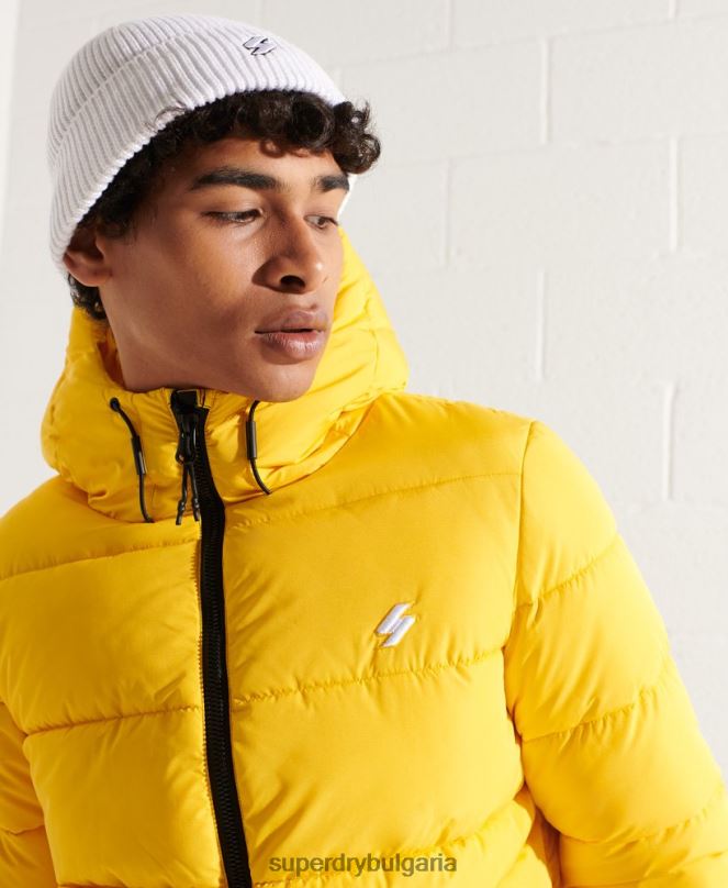 Superdry облекло N00H1047 жълто мъже спортно пухено яке с качулка