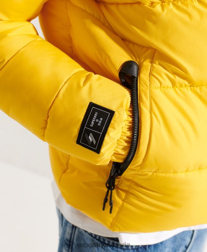 Superdry облекло N00H1047 жълто мъже спортно пухено яке с качулка