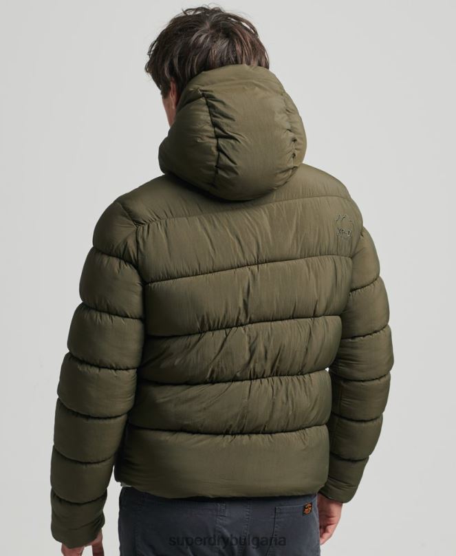 Superdry облекло N00H1048 каки мъже спортно пухено яке с качулка xpd
