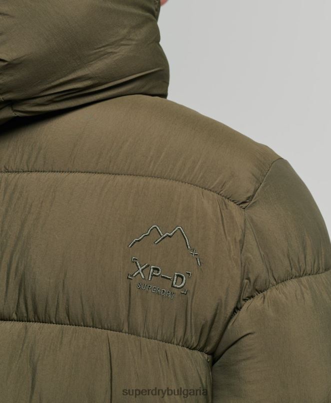 Superdry облекло N00H1048 каки мъже спортно пухено яке с качулка xpd