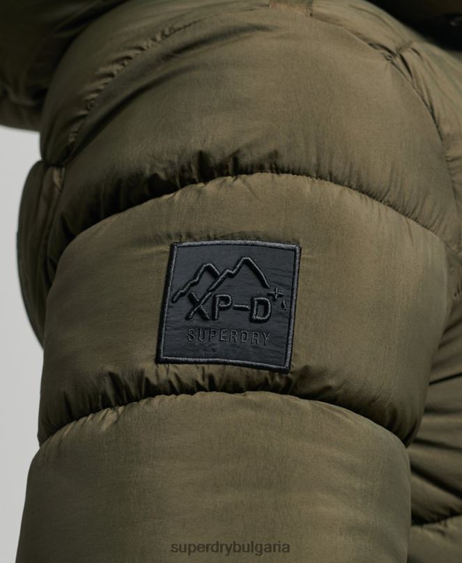 Superdry облекло N00H1048 каки мъже спортно пухено яке с качулка xpd