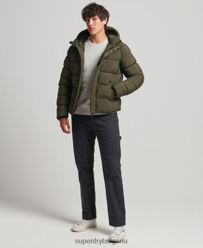Superdry облекло N00H1048 каки мъже спортно пухено яке с качулка xpd