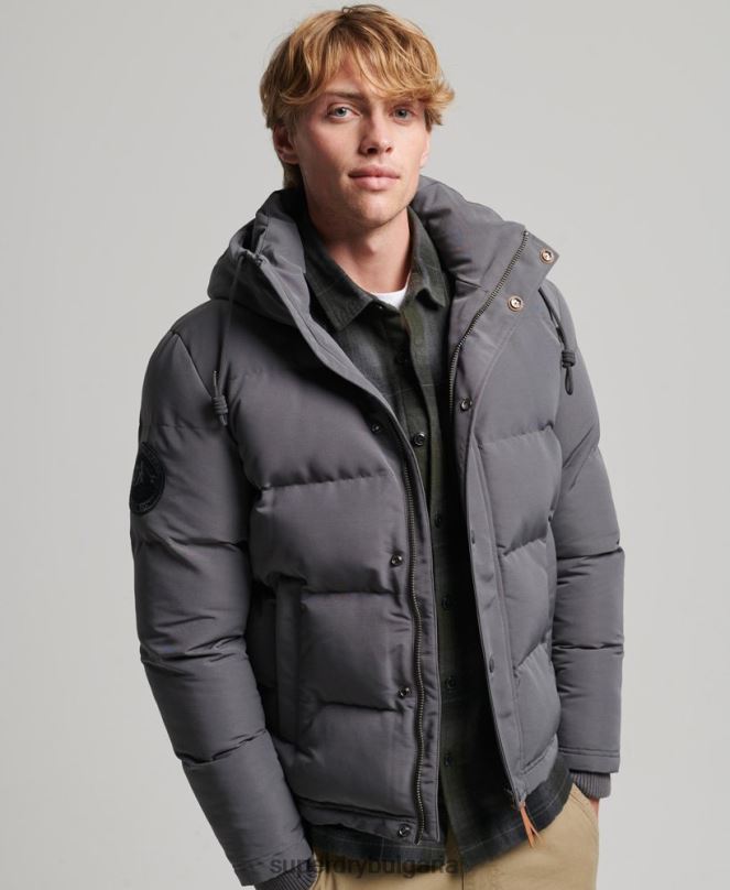 Superdry облекло N00H1049 тъмно сив мъже пухено яке everest с качулка