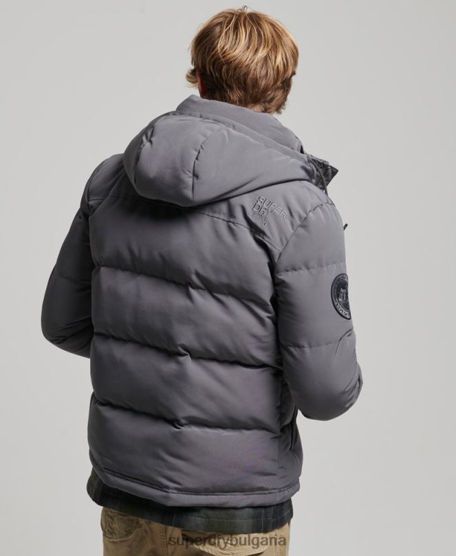 Superdry облекло N00H1049 тъмно сив мъже пухено яке everest с качулка