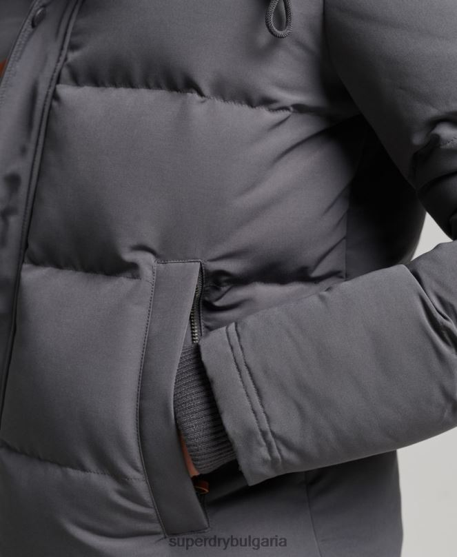 Superdry облекло N00H1049 тъмно сив мъже пухено яке everest с качулка