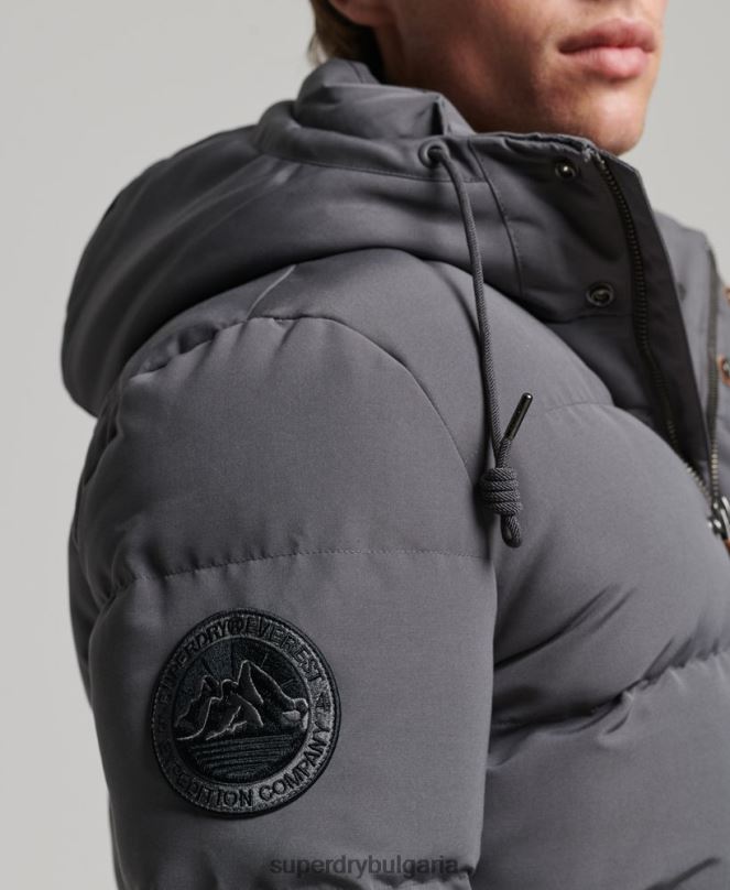 Superdry облекло N00H1049 тъмно сив мъже пухено яке everest с качулка