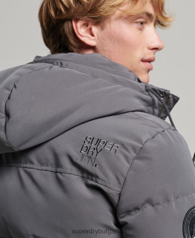 Superdry облекло N00H1049 тъмно сив мъже пухено яке everest с качулка