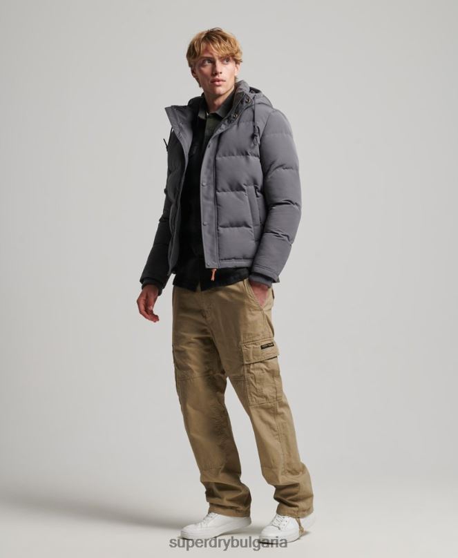 Superdry облекло N00H1049 тъмно сив мъже пухено яке everest с качулка