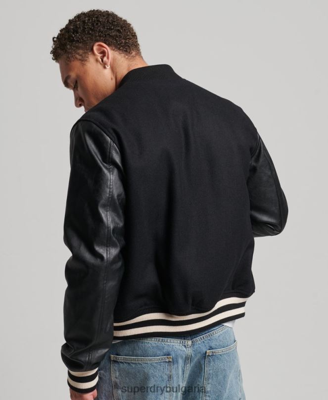 Superdry облекло N00H1050 тъмно сив мъже бомбър яке от колежански университет