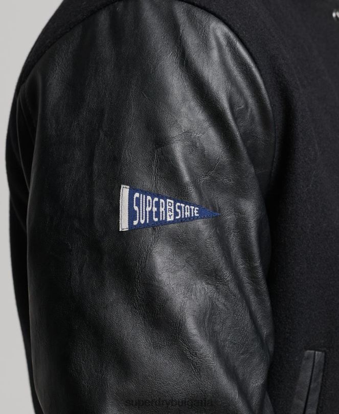 Superdry облекло N00H1050 тъмно сив мъже бомбър яке от колежански университет
