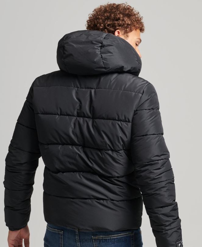 Superdry облекло N00H1051 черен мъже спортно пухено яке с качулка