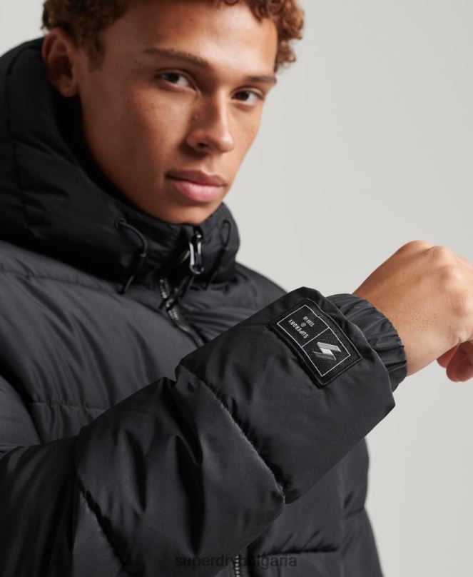 Superdry облекло N00H1051 черен мъже спортно пухено яке с качулка