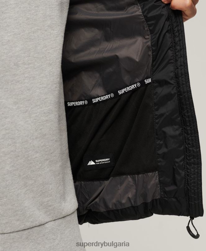 Superdry облекло N00H1052 черен мъже класически подплатен жилет с качулка