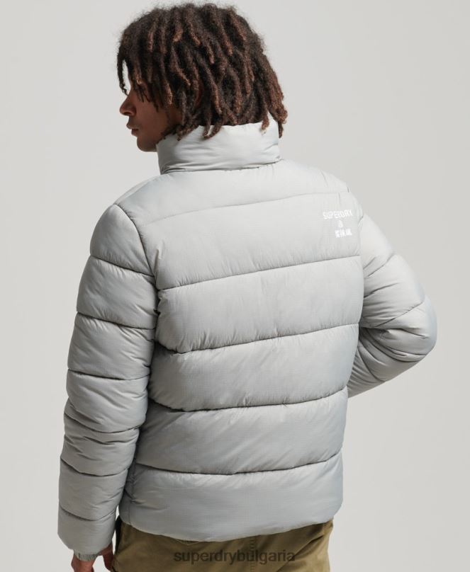 Superdry облекло N00H1059 светло сив мъже спортно пухено яке без качулка