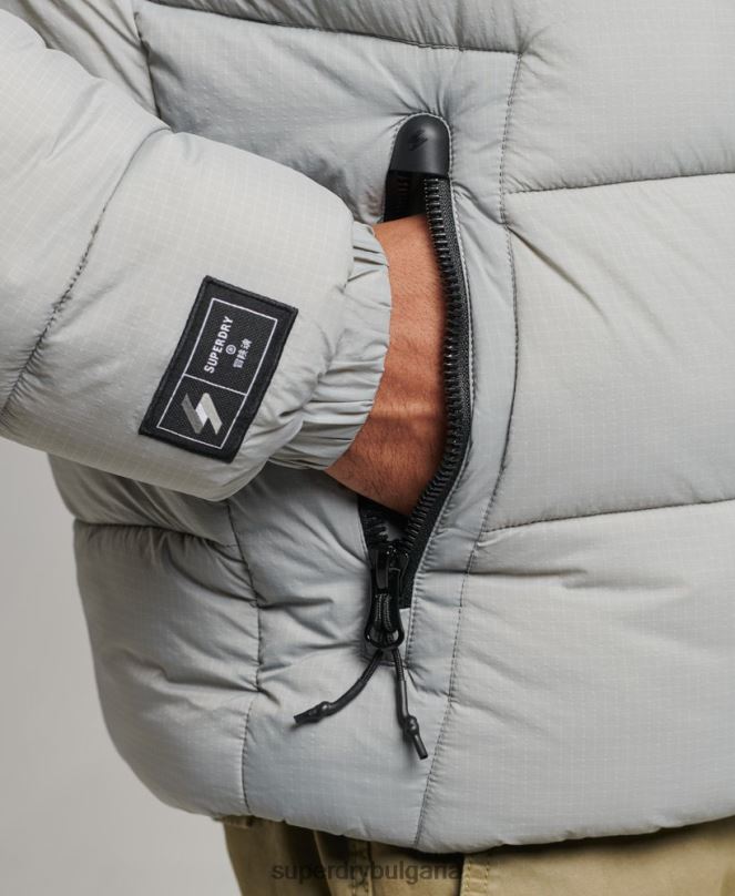 Superdry облекло N00H1059 светло сив мъже спортно пухено яке без качулка