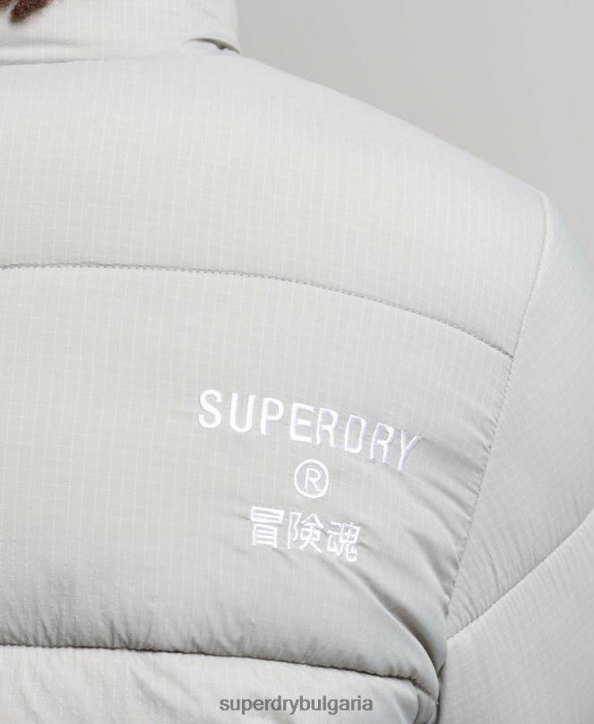 Superdry облекло N00H1059 светло сив мъже спортно пухено яке без качулка