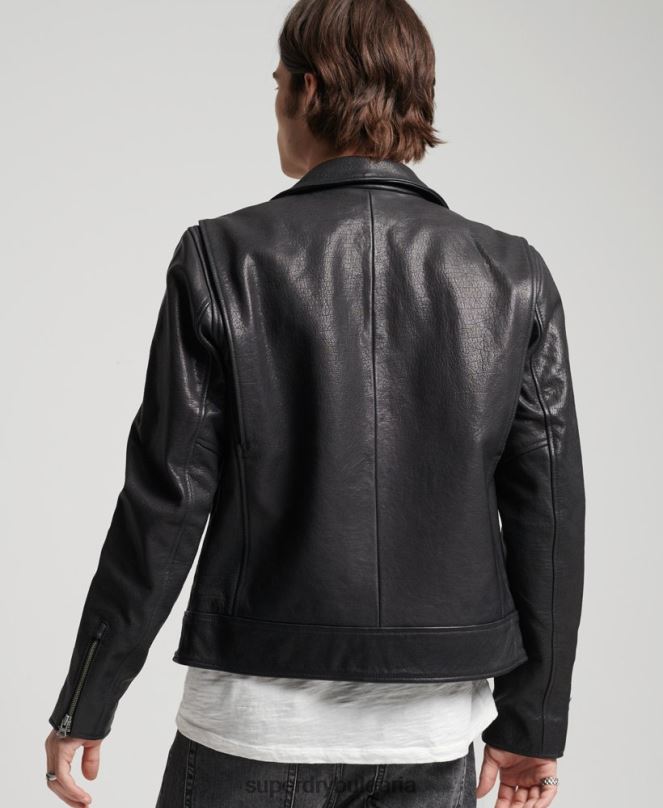 Superdry облекло N00H1060 черен мъже кожено мотоциклетистко яке