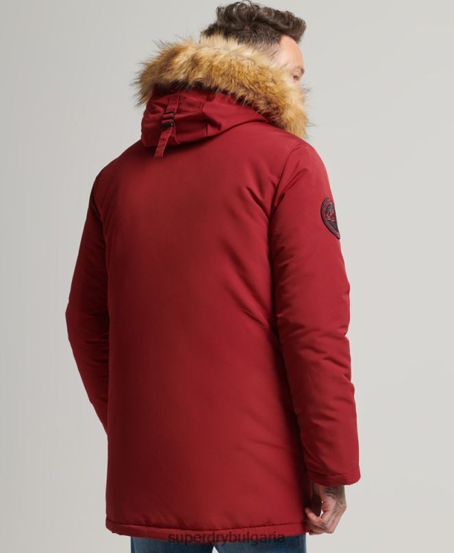 Superdry облекло N00H1061 червен мъже парка от изкуствена кожа everest с качулка