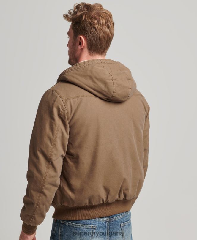 Superdry облекло N00H1062 кафяво мъже работно облекло бомбър яке с качулка