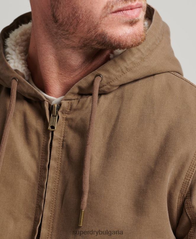 Superdry облекло N00H1062 кафяво мъже работно облекло бомбър яке с качулка