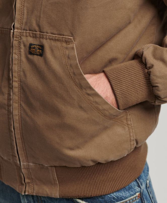 Superdry облекло N00H1062 кафяво мъже работно облекло бомбър яке с качулка