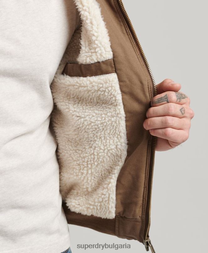 Superdry облекло N00H1062 кафяво мъже работно облекло бомбър яке с качулка