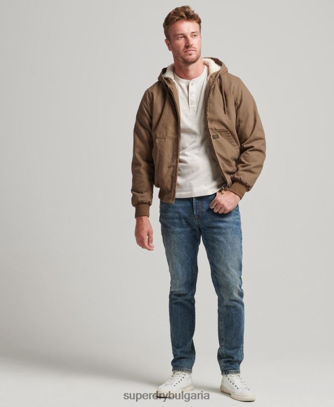 Superdry облекло N00H1062 кафяво мъже работно облекло бомбър яке с качулка